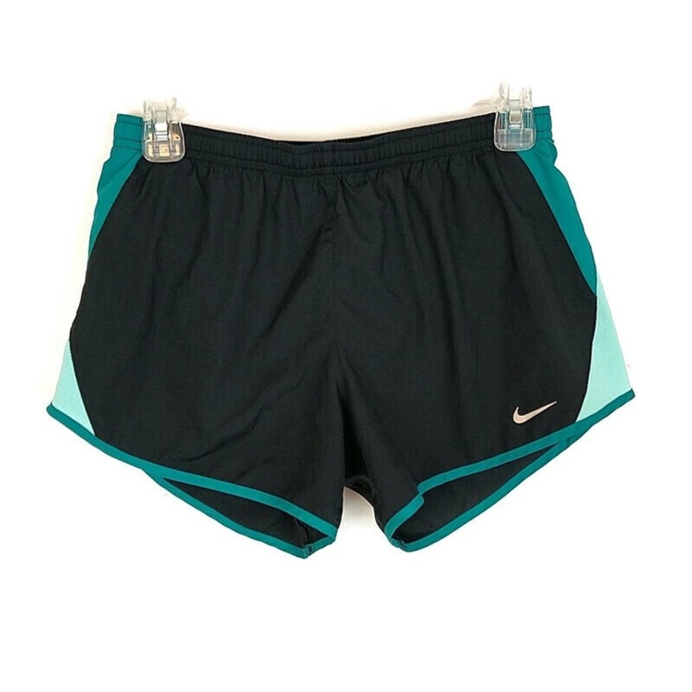 Nike Womens sz S Shorts Black Teal ColorBlock DriFit Nike Running Activewear‎
